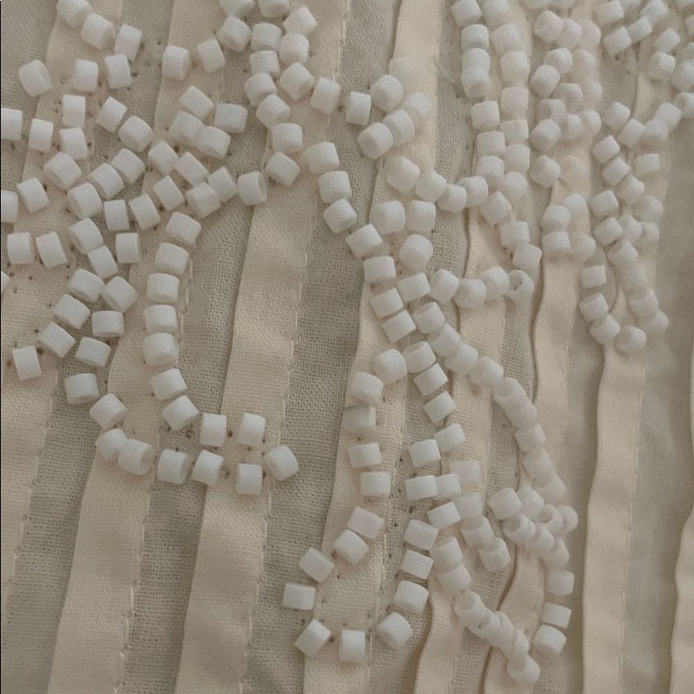 Zara Cream Long sleeve‎ Blouse with Pearl Embroidery | Size L - Picture 6 of 13